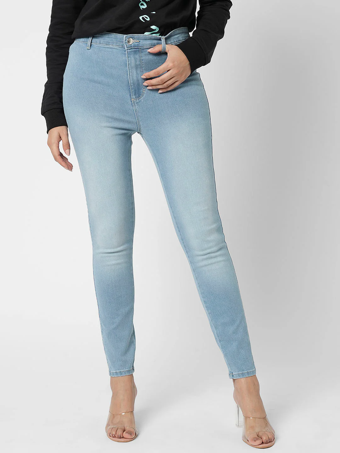 I.Scenery By Vero Moda Light Blue High Rise Wendy Skinny Fit Jeans - Image 2