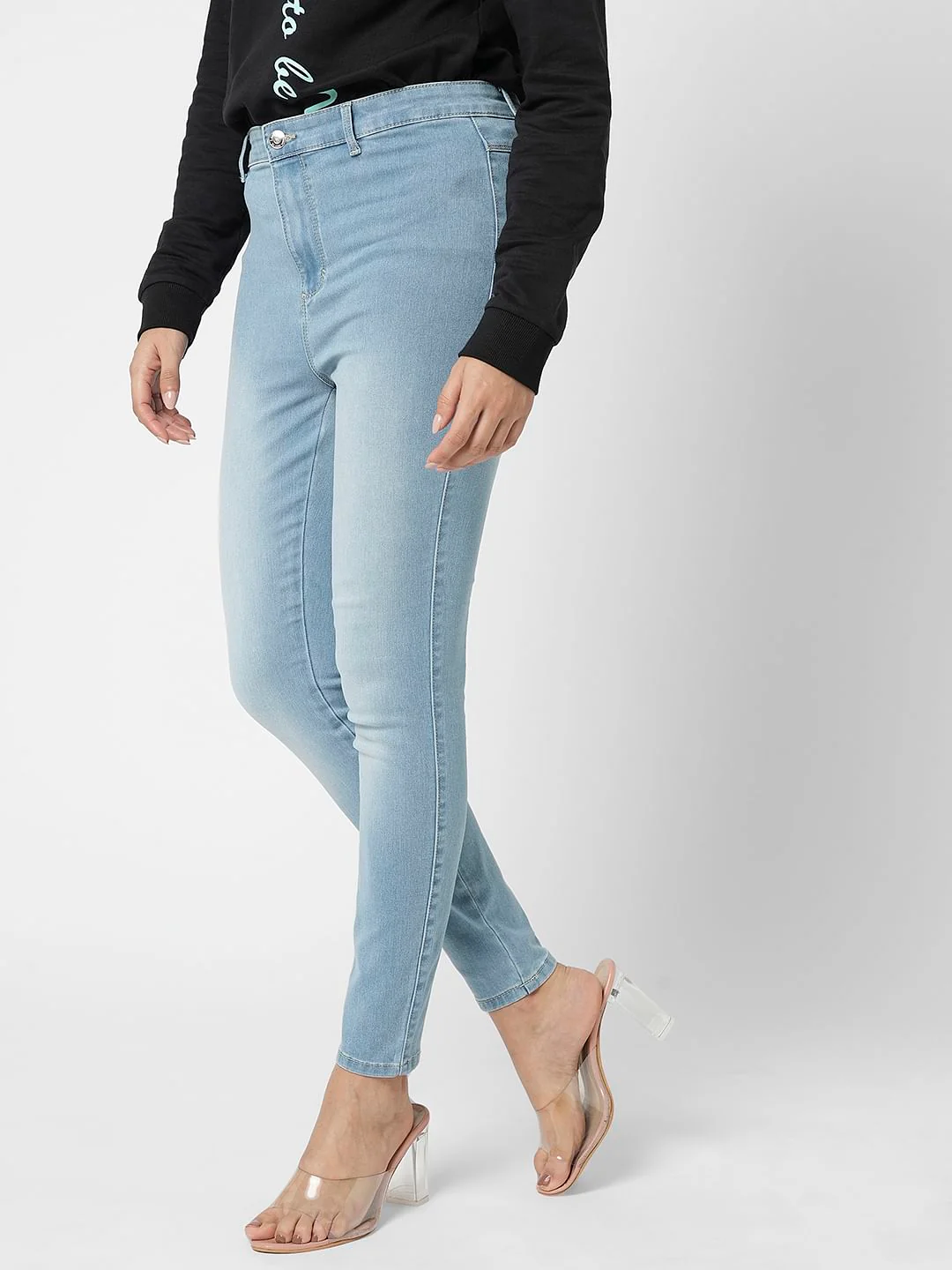 I.Scenery By Vero Moda Light Blue High Rise Wendy Skinny Fit Jeans - Image 3