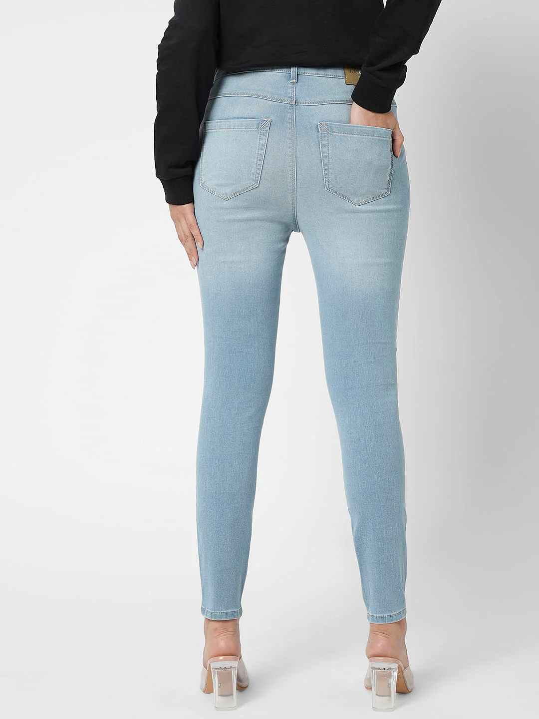 I.Scenery By Vero Moda Light Blue High Rise Wendy Skinny Fit Jeans - Image 4