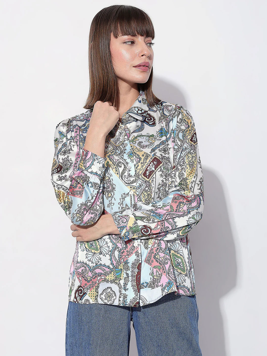 Light Blue Printed Full Sleeves Shirt - Image 2