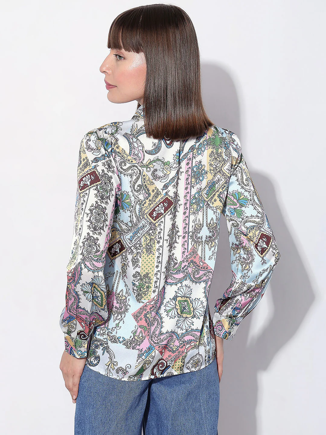 Light Blue Printed Full Sleeves Shirt - Image 4