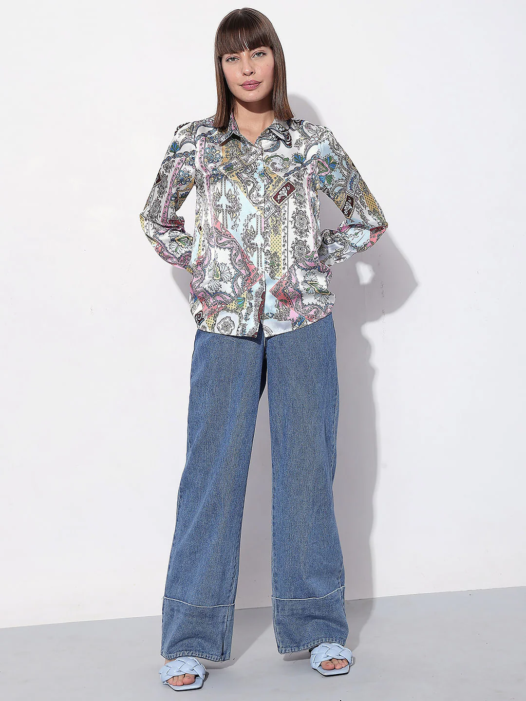 Light Blue Printed Full Sleeves Shirt - Image 5