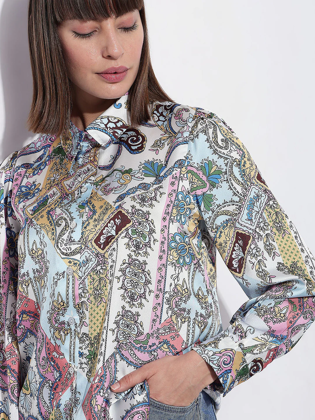 Light Blue Printed Full Sleeves Shirt - Image 6