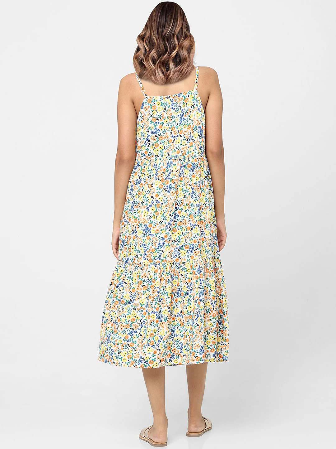 White Floral Midi Dress - Image 3