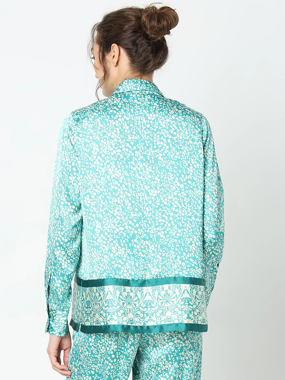 Teal Satin Loose Co-Ord Set Blazer - Image 4