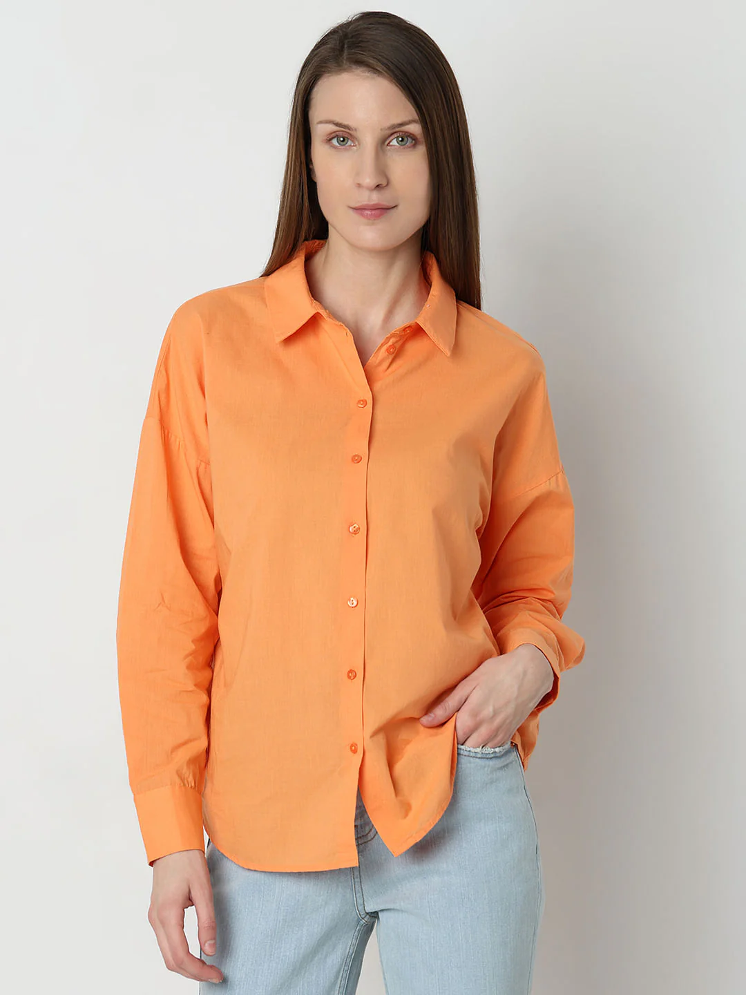 Orange Cotton Shirt - Image 2