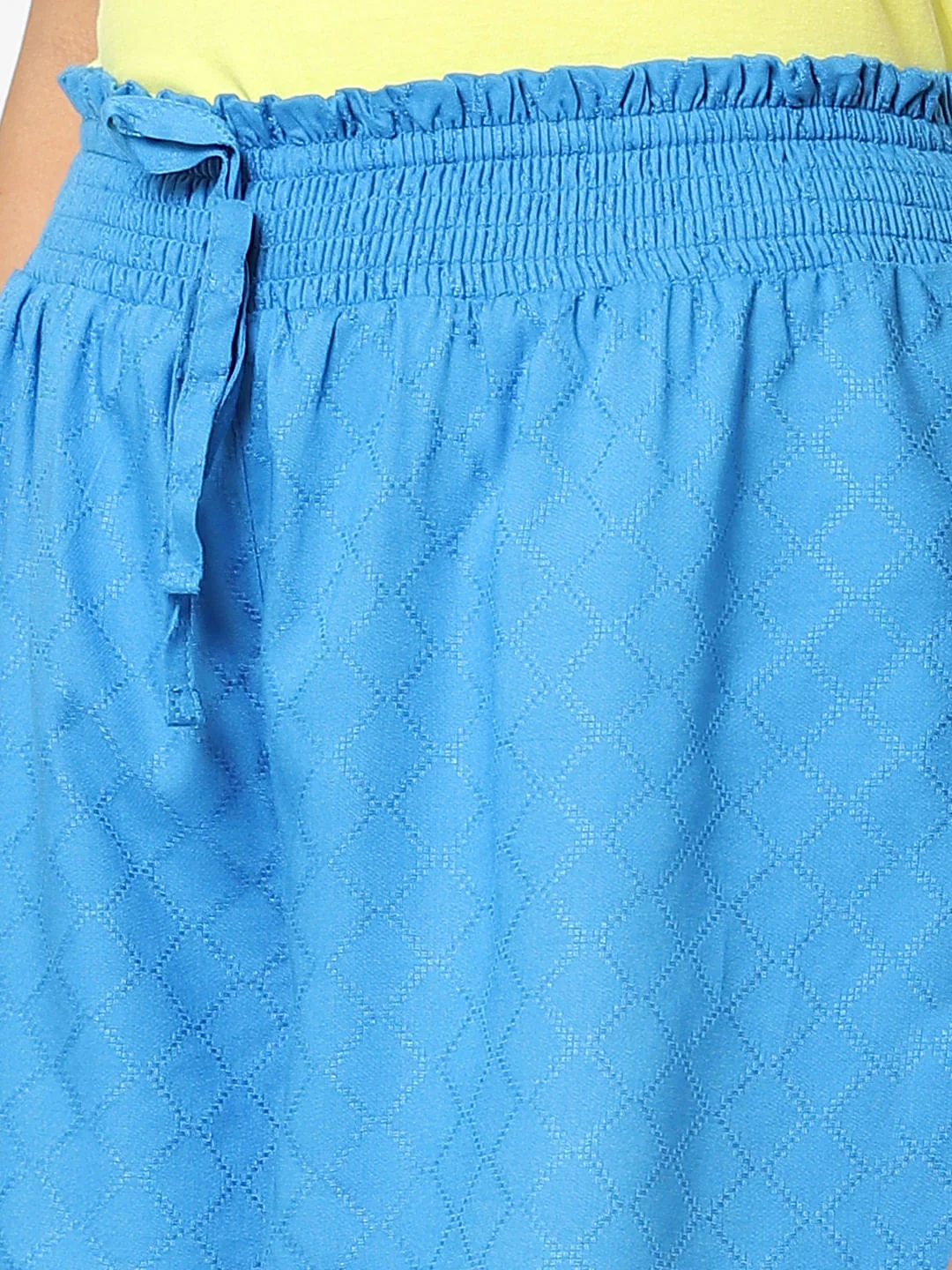 Blue Mid Rise Drawstring Waist Shorts - Image 5