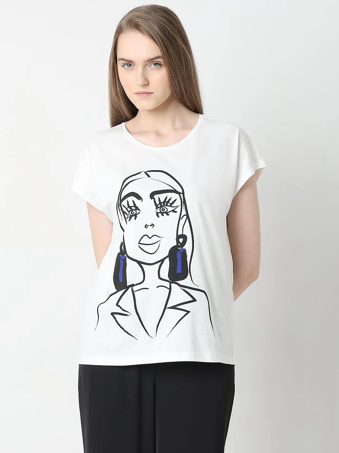 White Graphic Print Cotton Top - Image 2