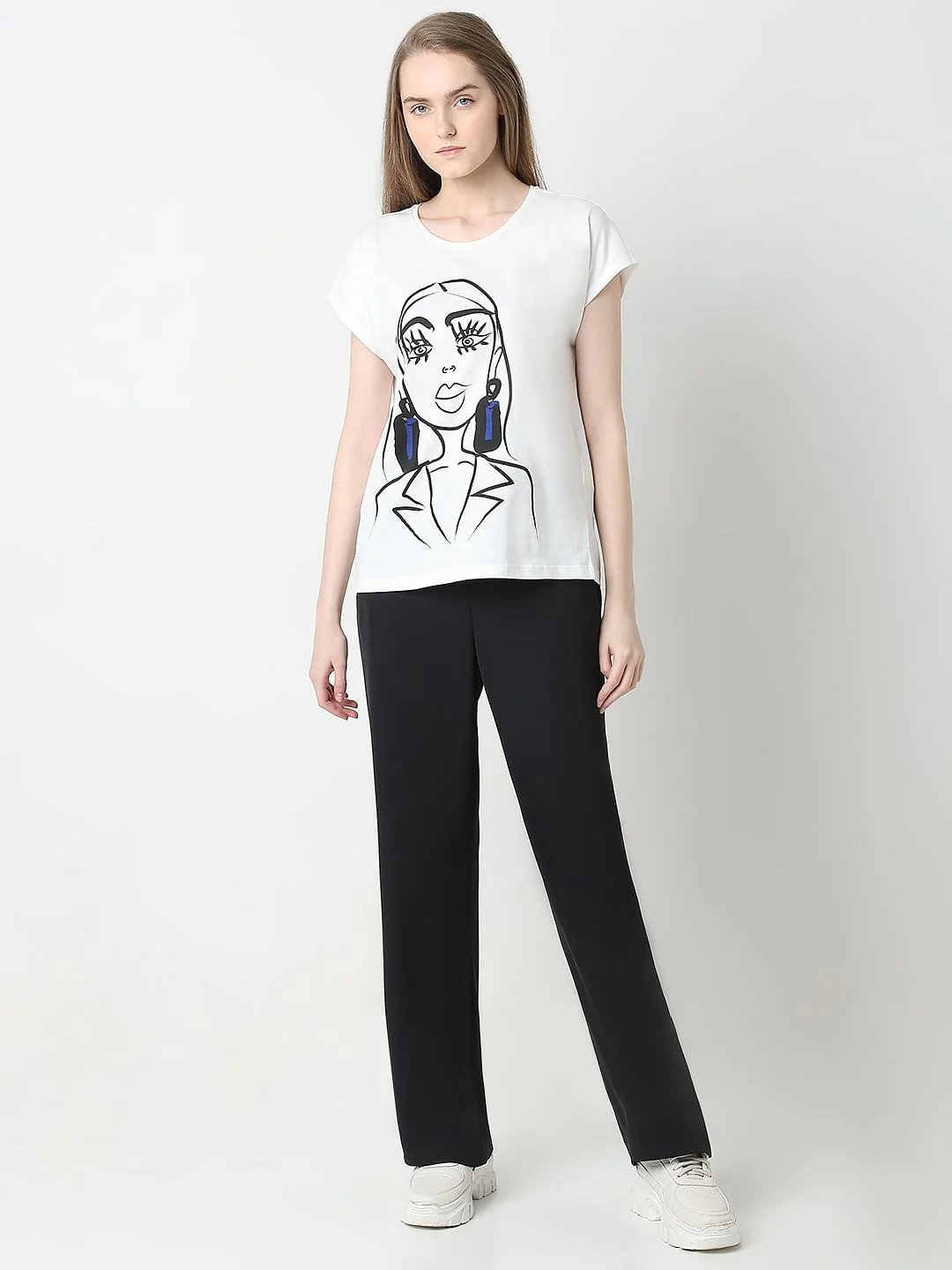 White Graphic Print Cotton Top - Image 5
