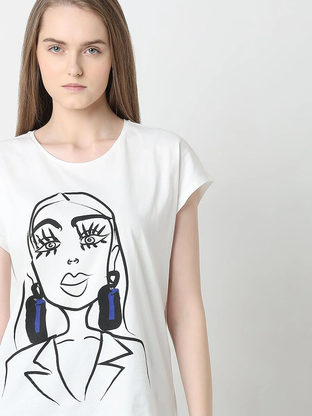 White Graphic Print Cotton Top - Image 6
