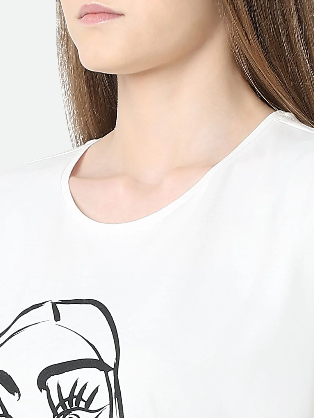White Graphic Print Cotton Top - Image 8