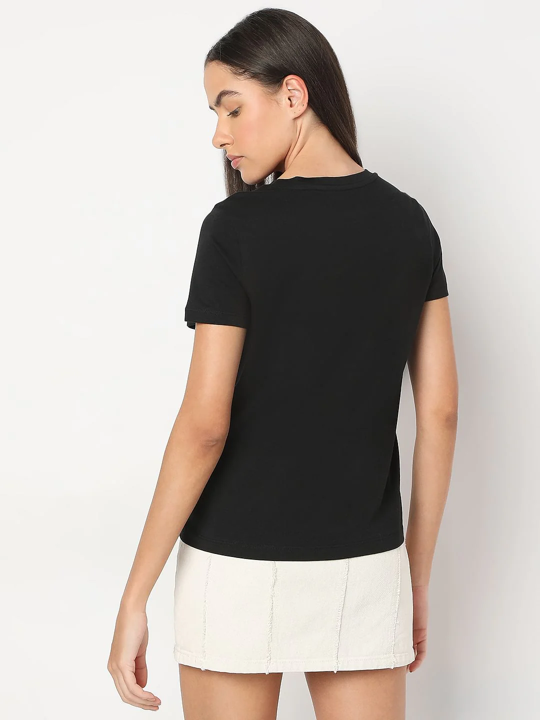Black Printed Cotton T-Shirt - Image 4