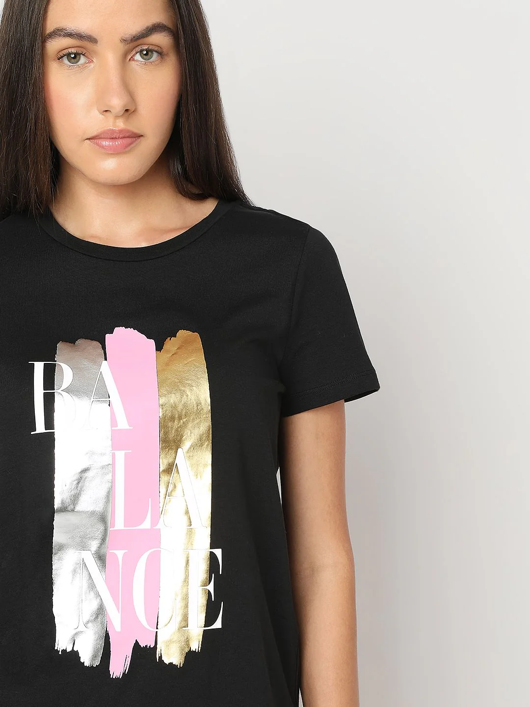 Black Printed Cotton T-Shirt - Image 6