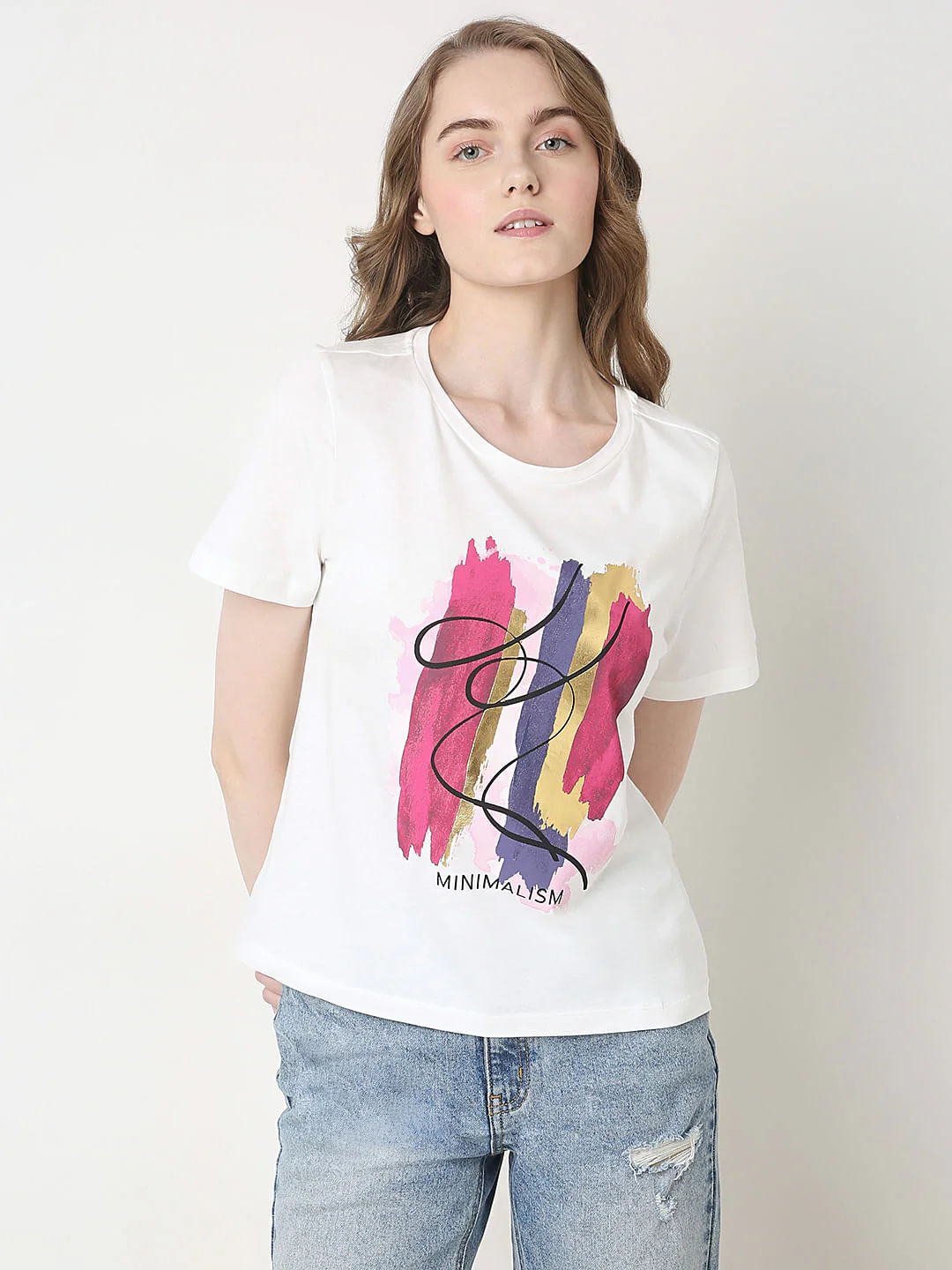 White Printed Cotton T-Shirt - Image 2