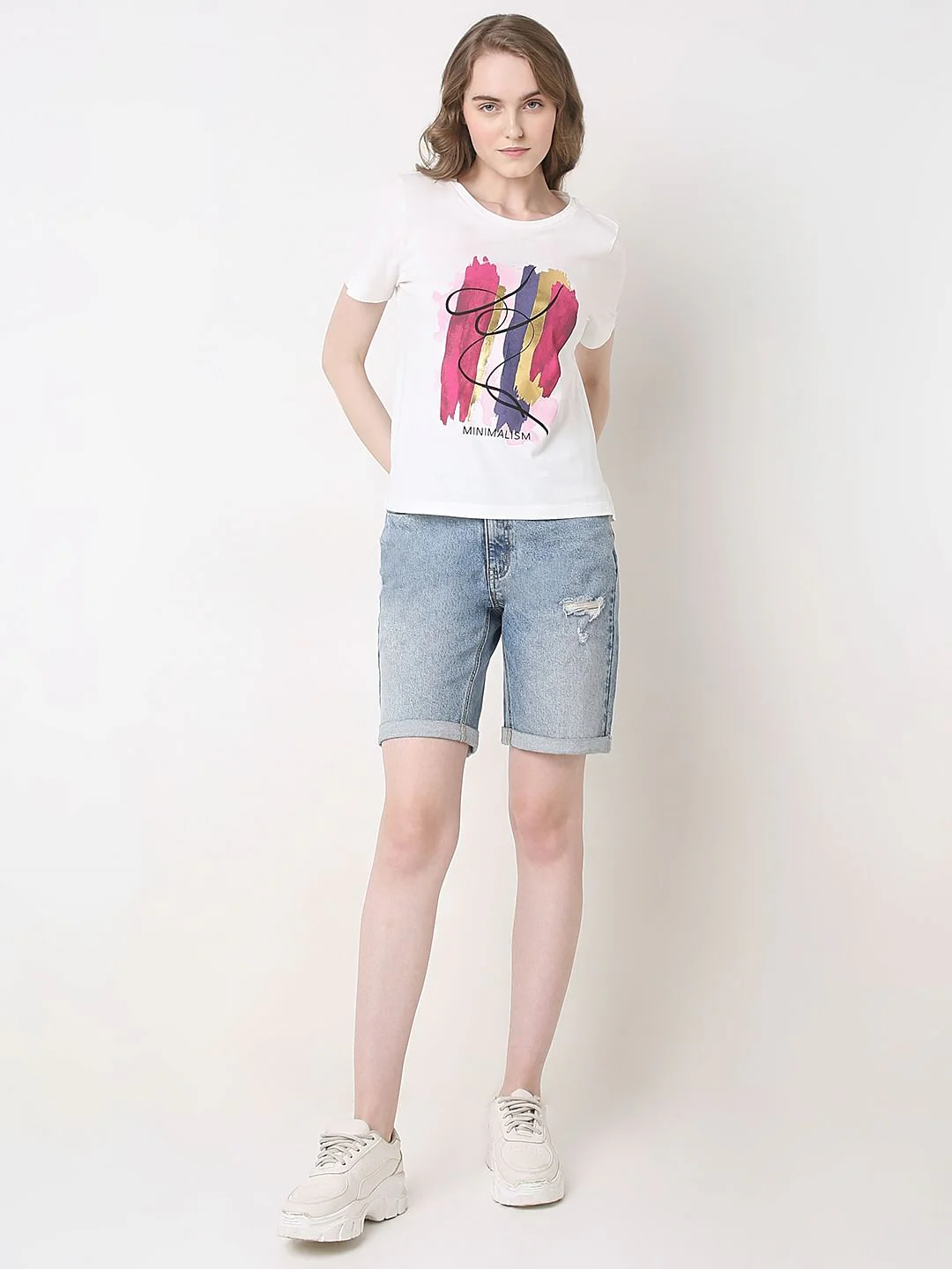 White Printed Cotton T-Shirt - Image 5