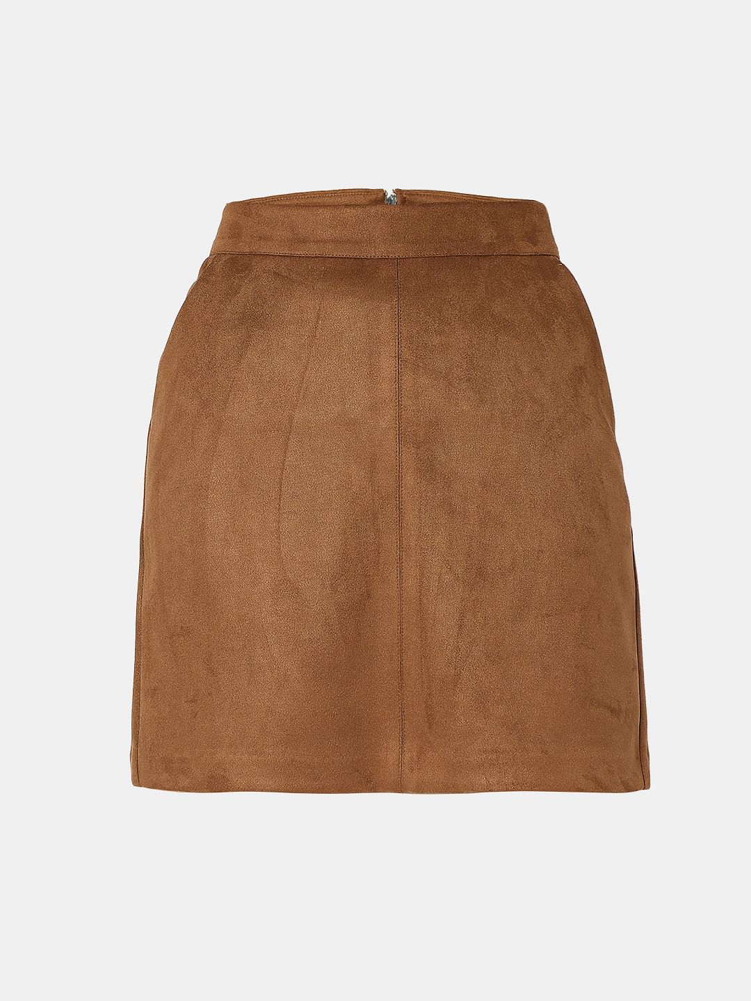 Brown Faux Suede Short Skirt - Image 7