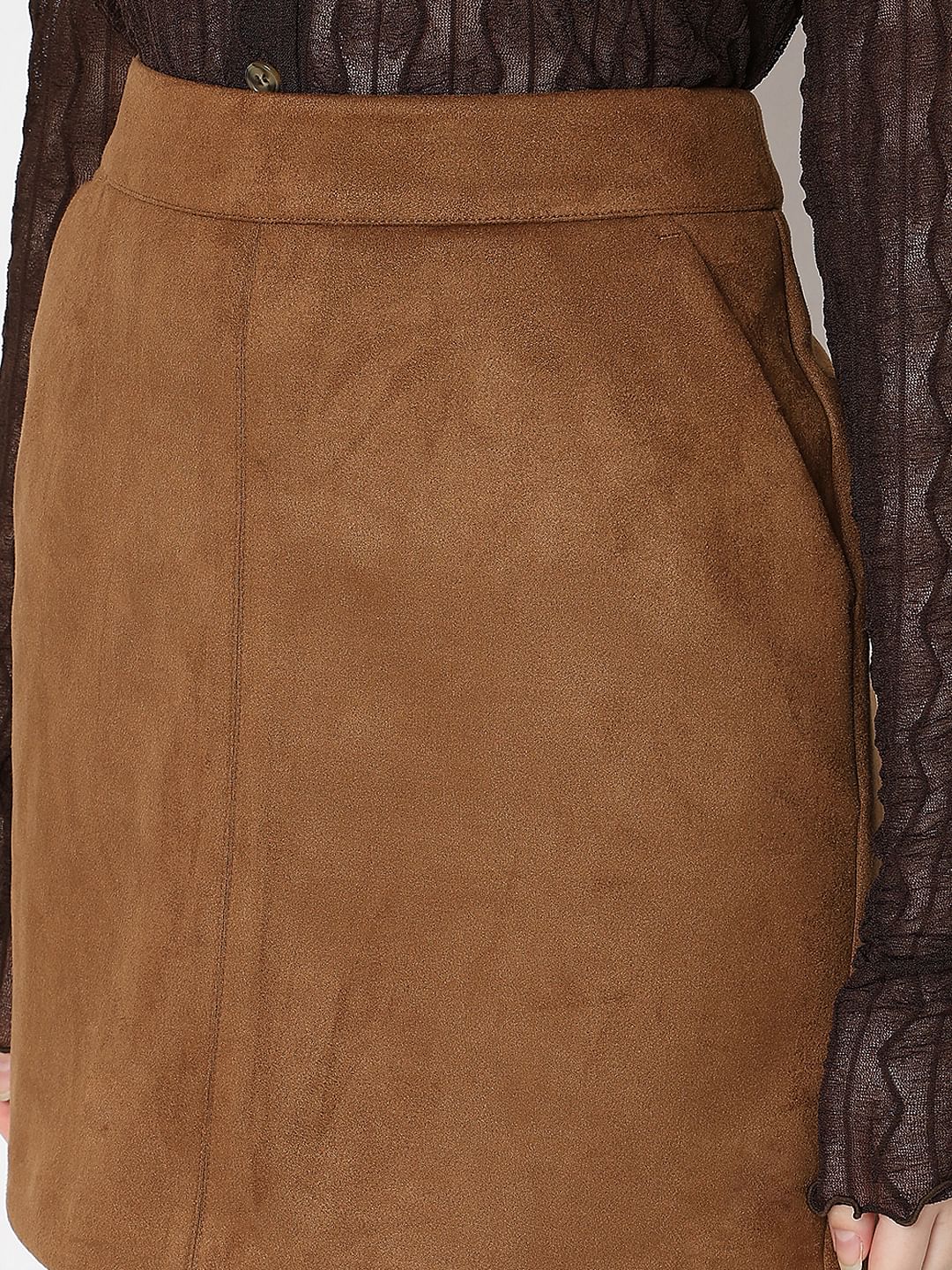 Brown Faux Suede Short Skirt - Image 8