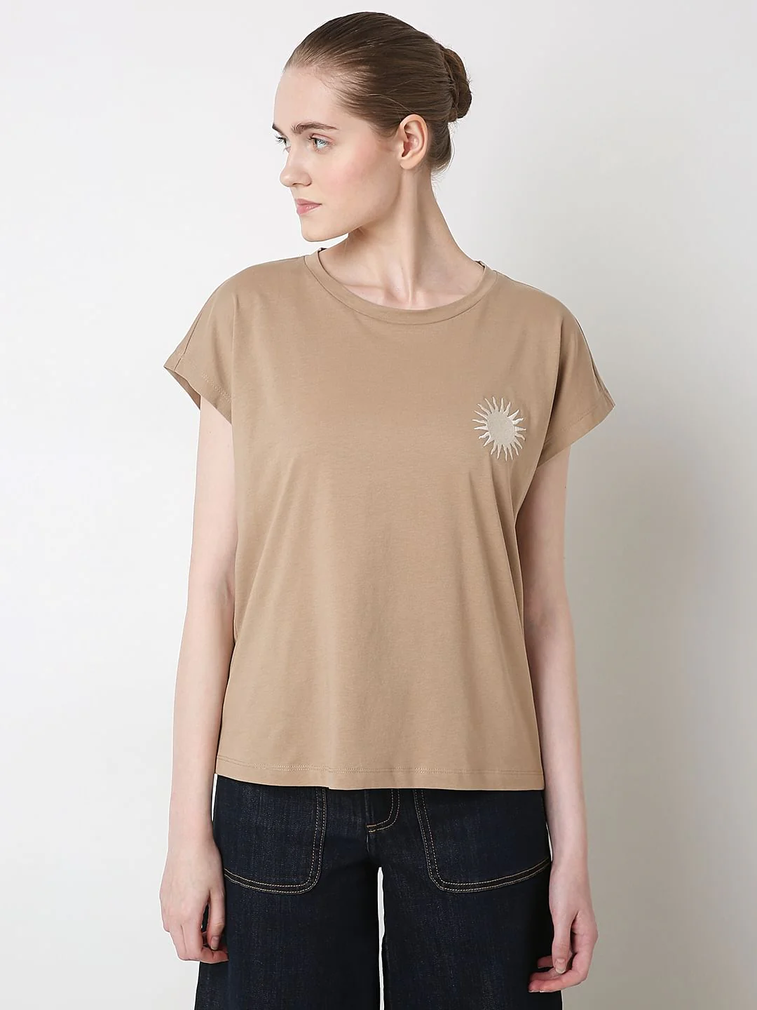 Nude Embroidered Organic Cotton T-Shirt - Image 2