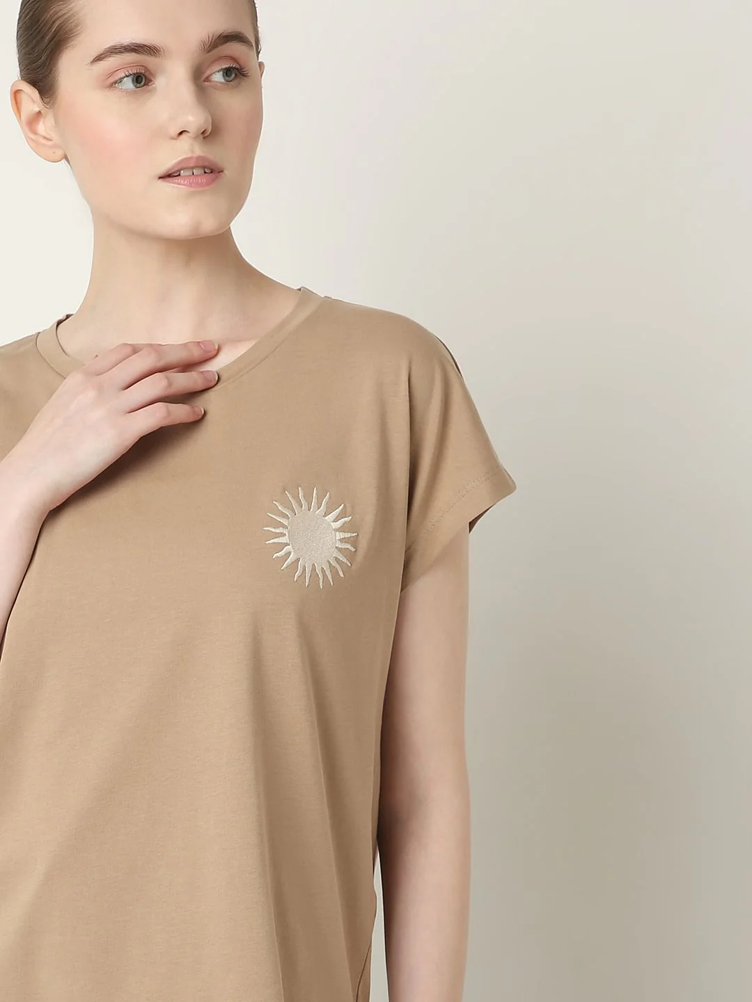 Nude Embroidered Organic Cotton T-Shirt - Image 6