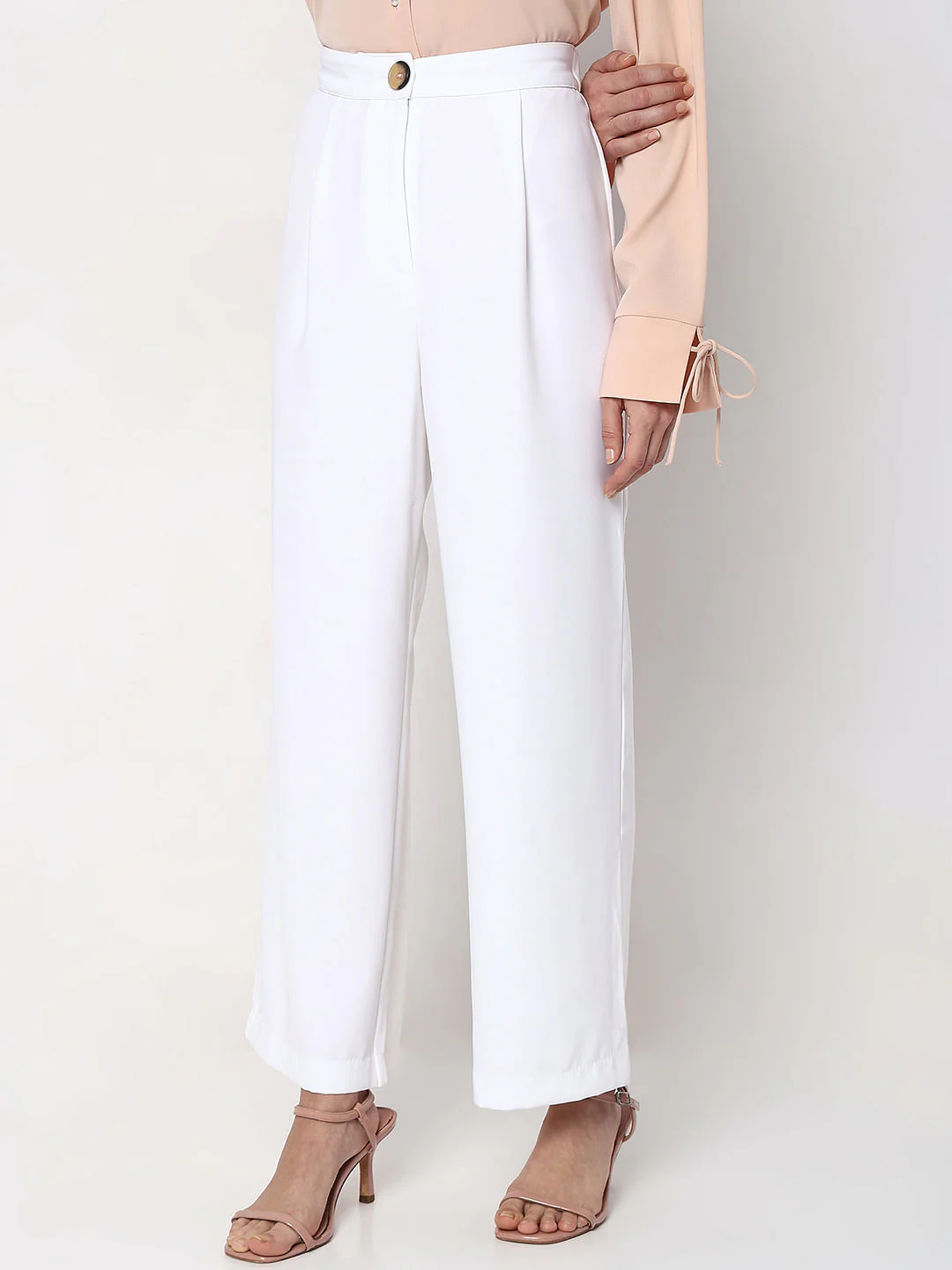 White High Rise Wide Leg Pants - Image 3