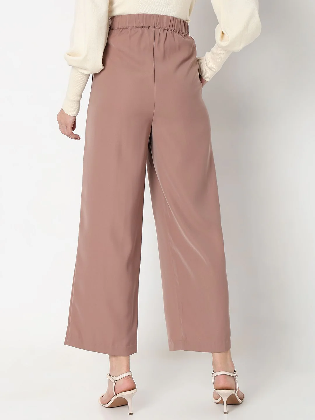 Beige High Rise Wide Leg Pants - Image 4