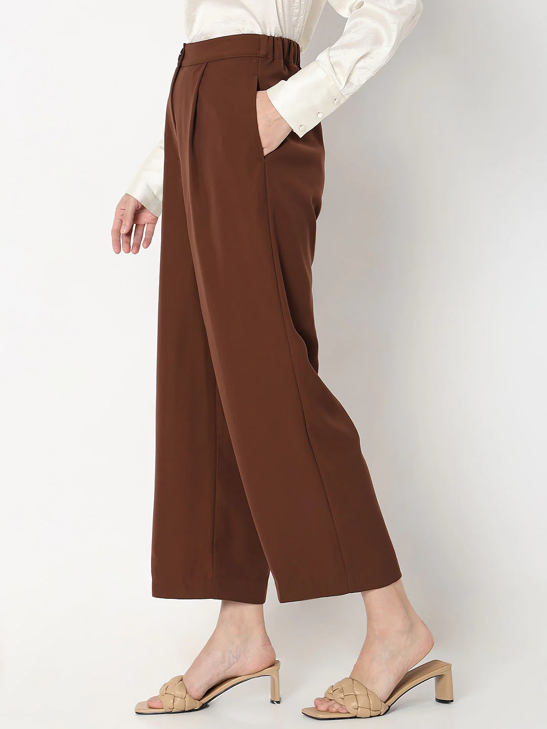 Dark Brown High Rise Wide Leg Pants - Image 3