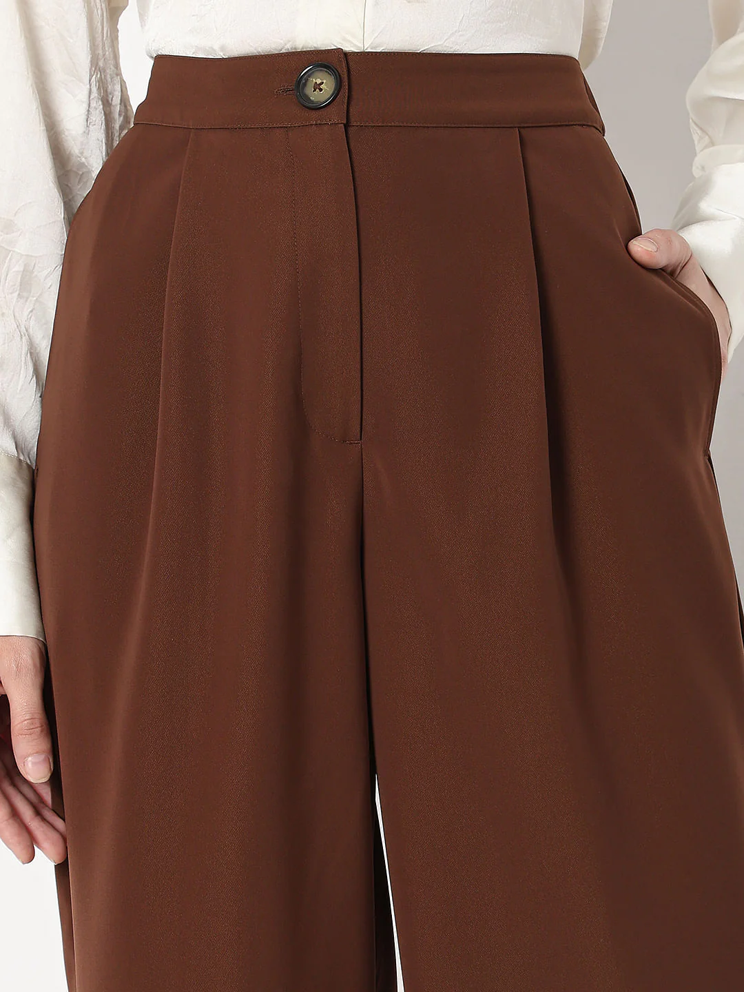 Dark Brown High Rise Wide Leg Pants - Image 6