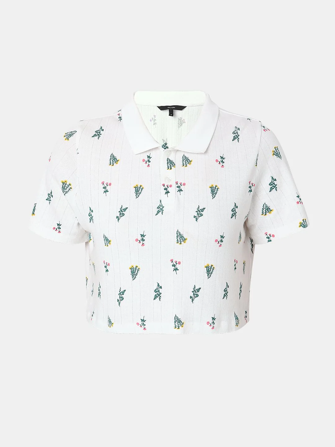 White Floral Printed Crop Top - Image 7