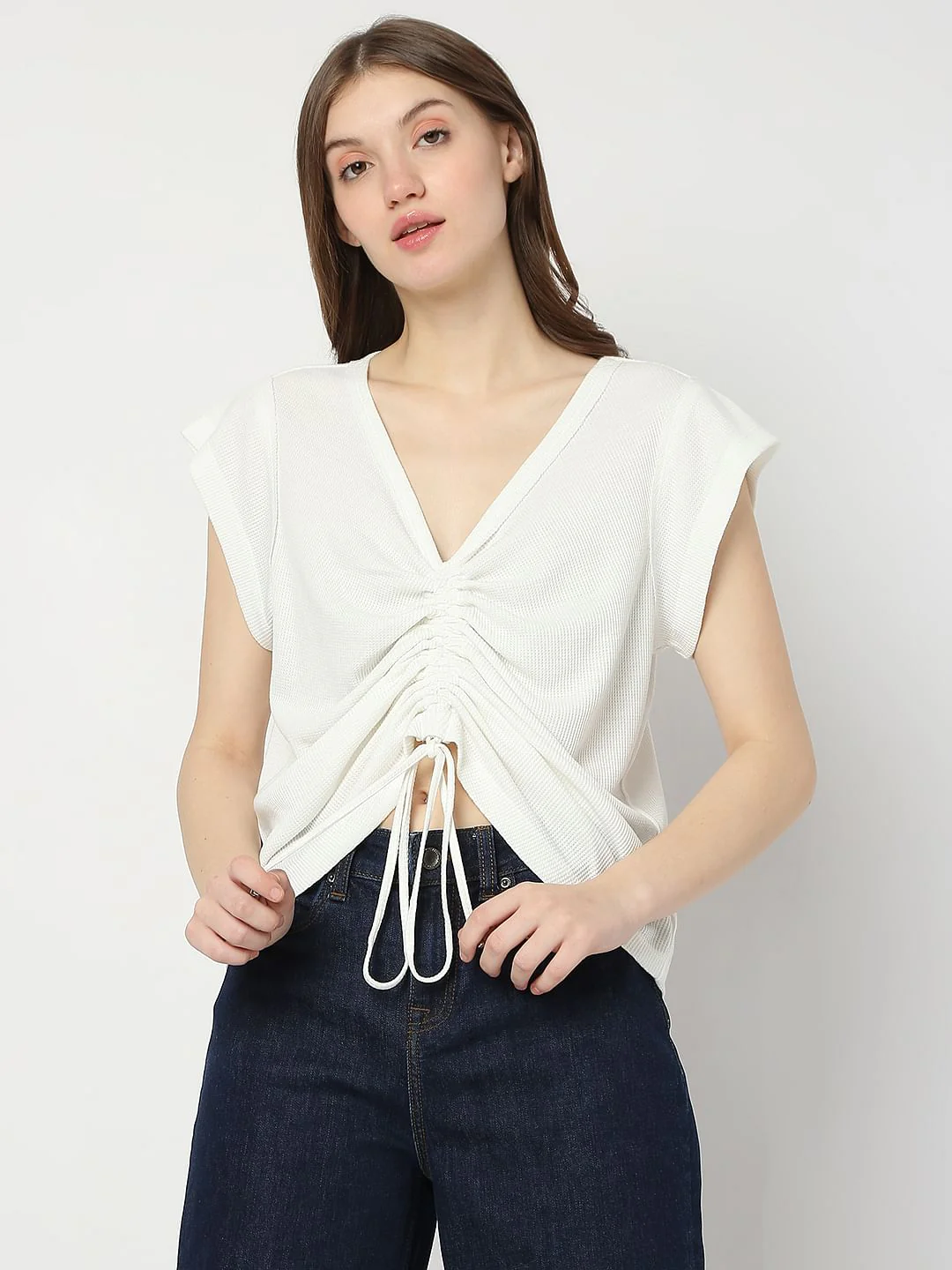 White Ruched T-Shirt - Image 2
