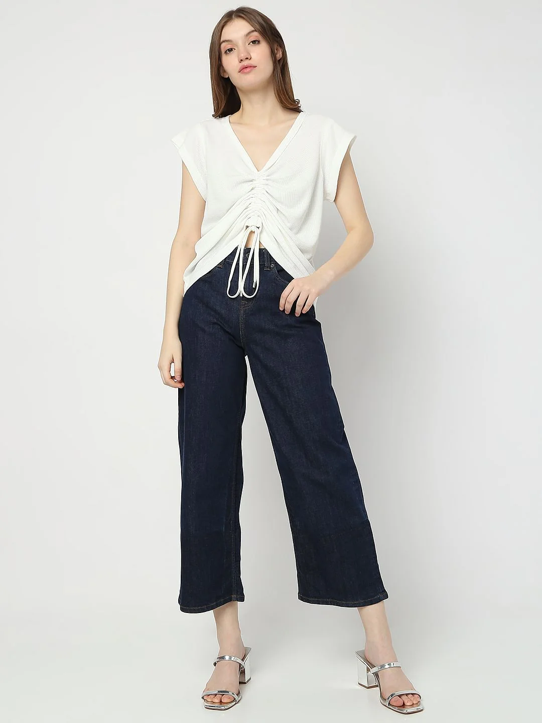 White Ruched T-Shirt - Image 5