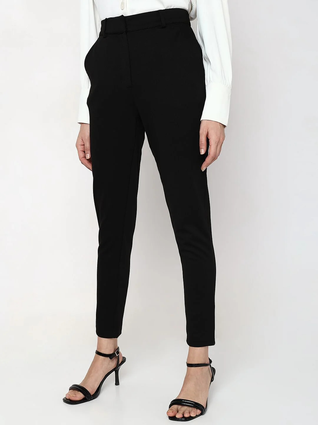 Black Mid Rise Formal Pants - Image 3