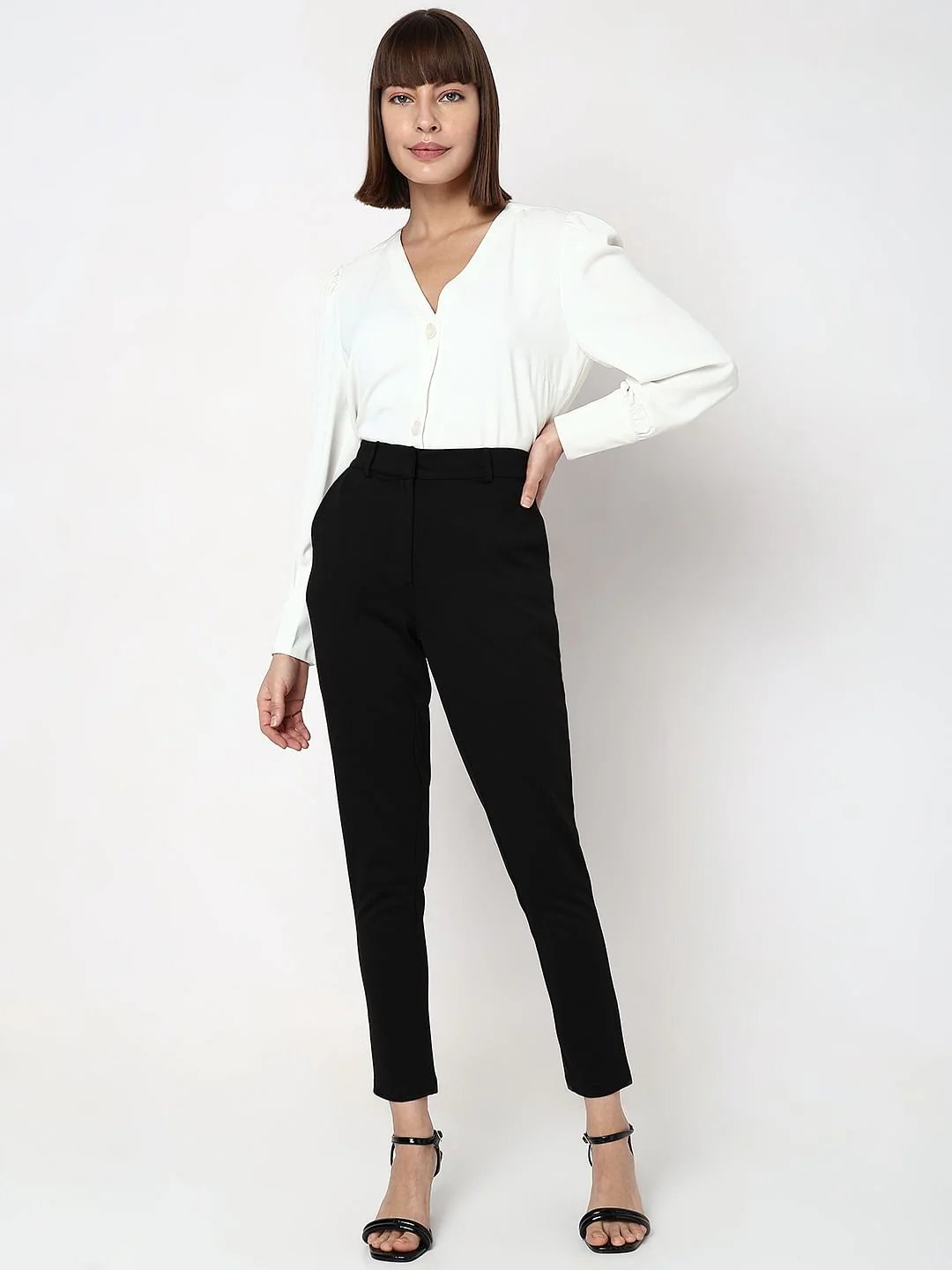 Black Mid Rise Formal Pants - Image 5