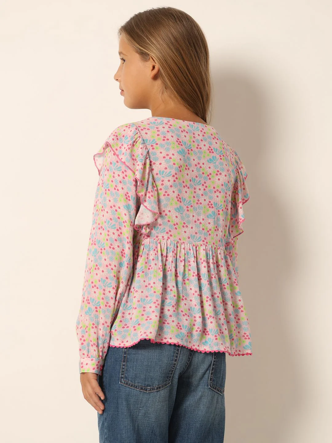 Pink Printed Flared Top - Image 4