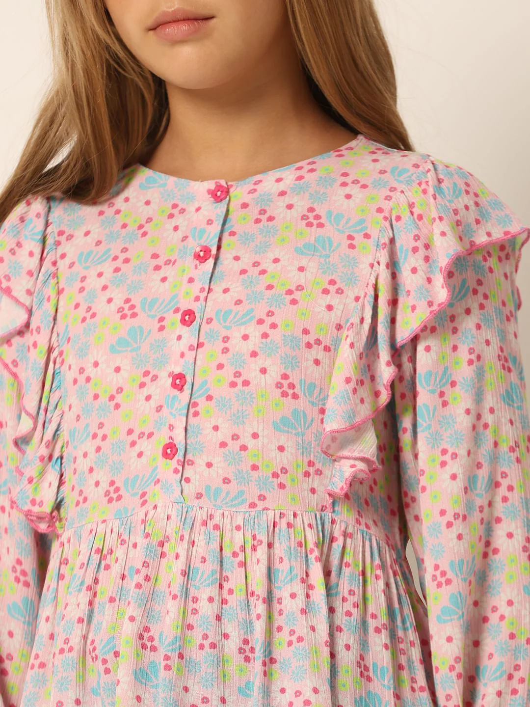 Pink Printed Flared Top - Image 5