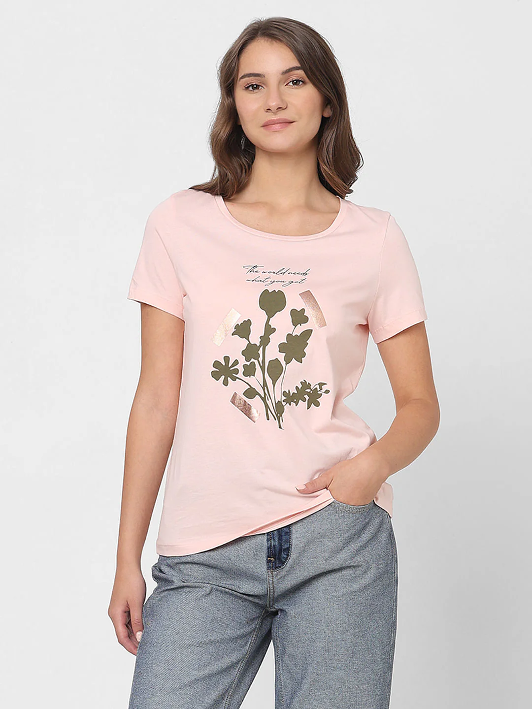 Pink Chest Print T-Shirt - Image 2