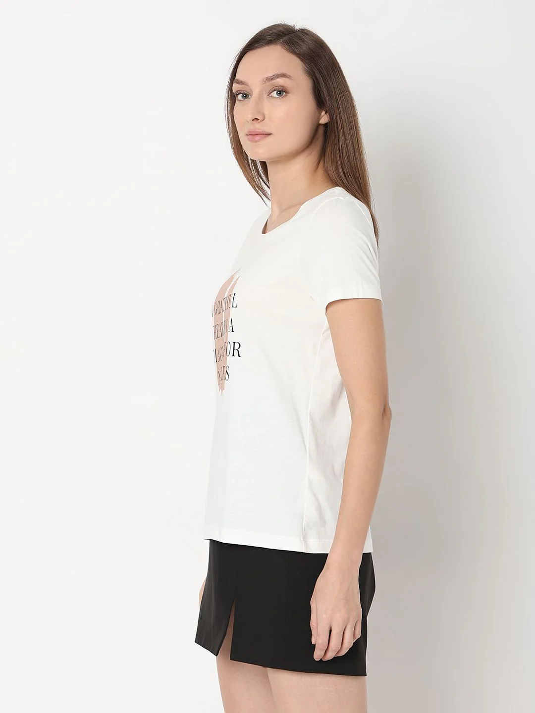 White Text Print T-Shirt - Image 3