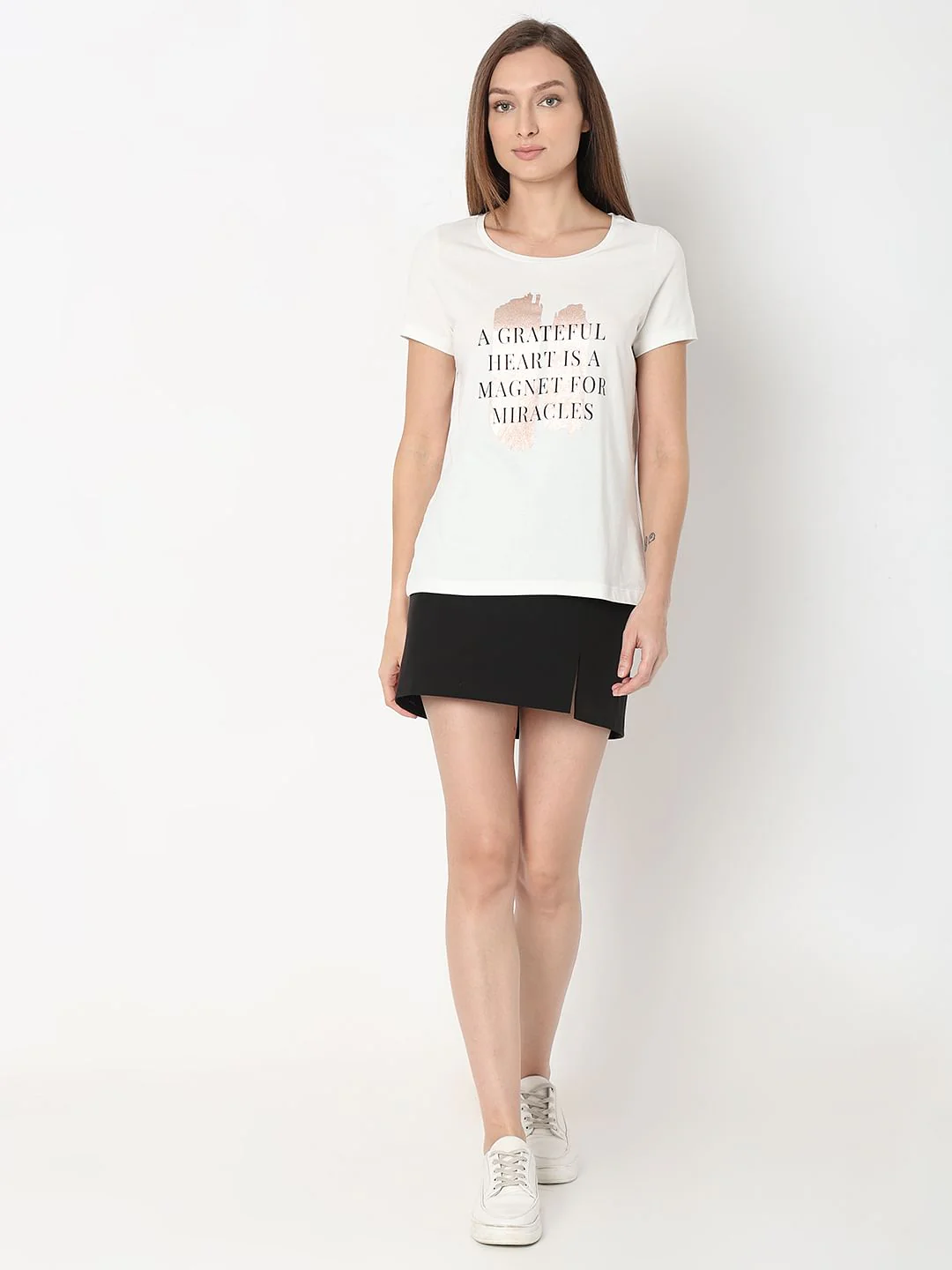 White Text Print T-Shirt - Image 5