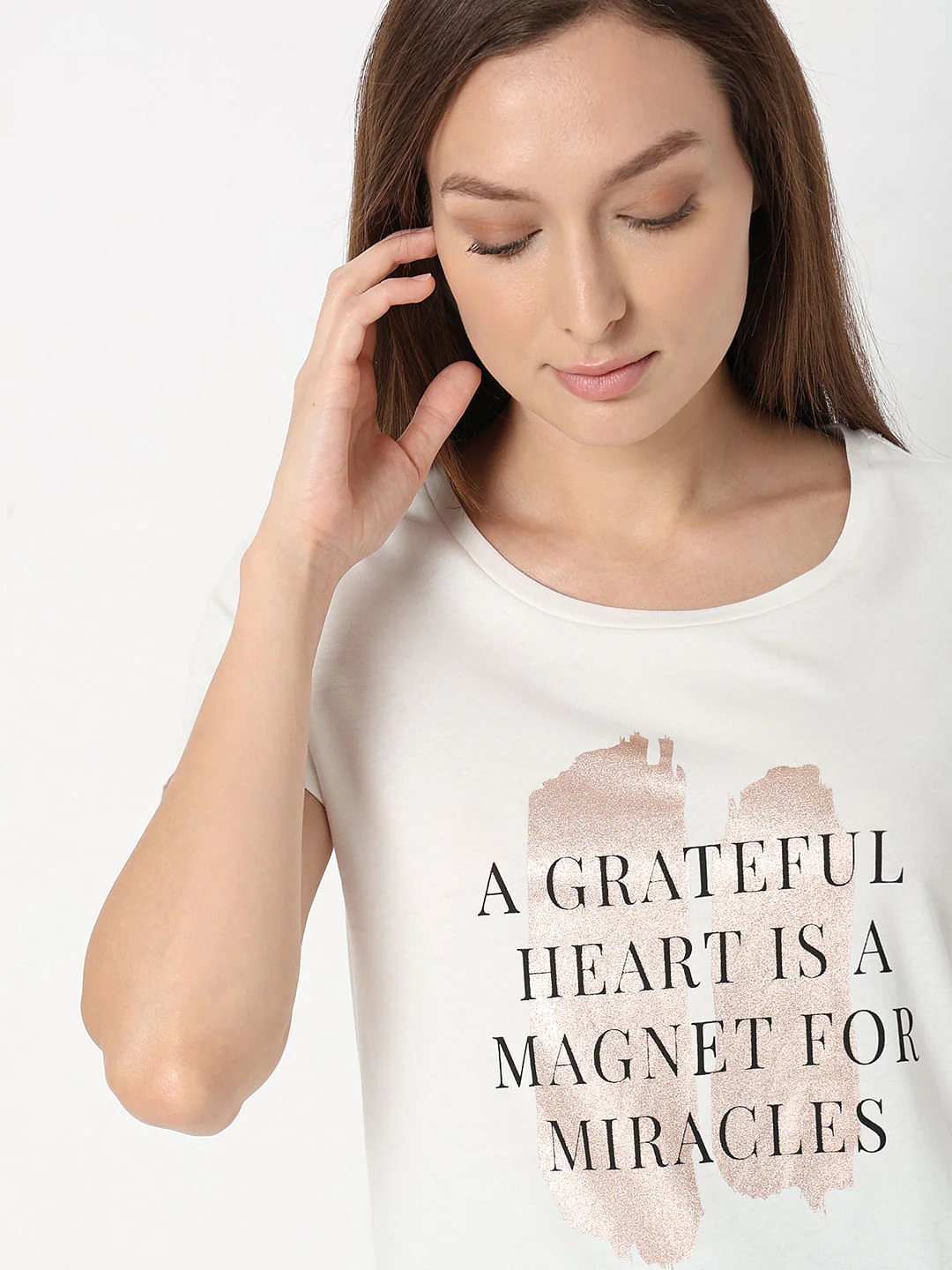 White Text Print T-Shirt - Image 6