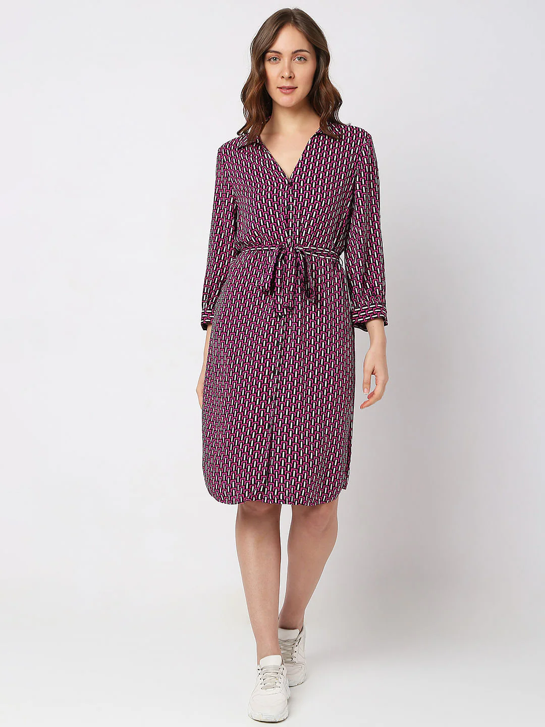 Pink Printed Shirt Dress - Image 2