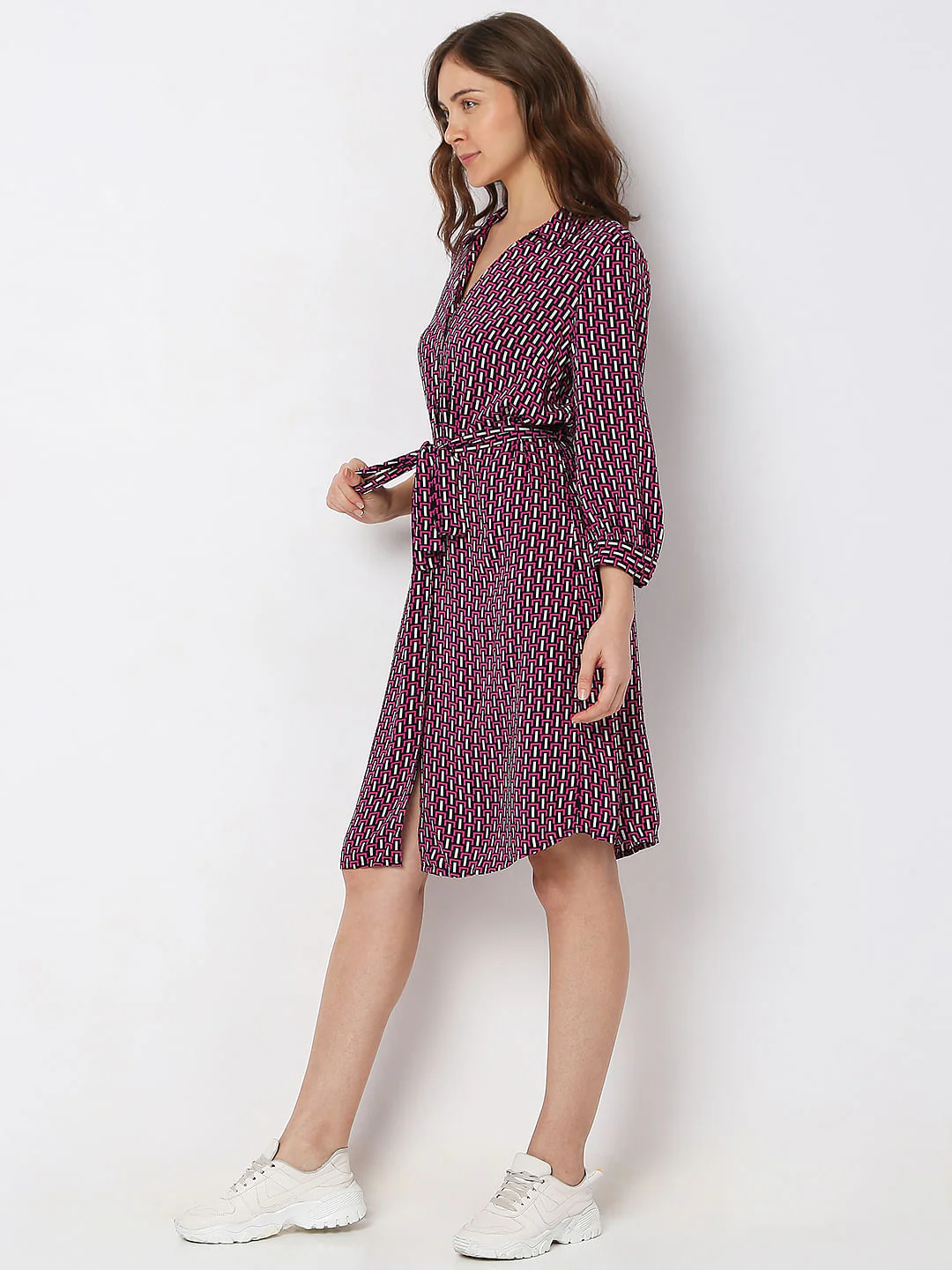 Pink Printed Shirt Dress - Image 3