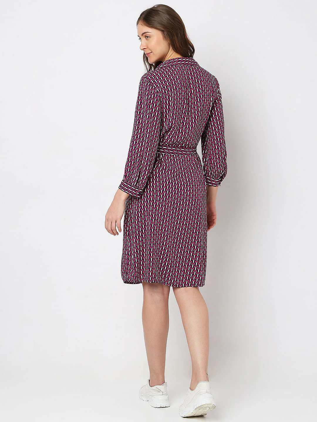 Pink Printed Shirt Dress - Image 4