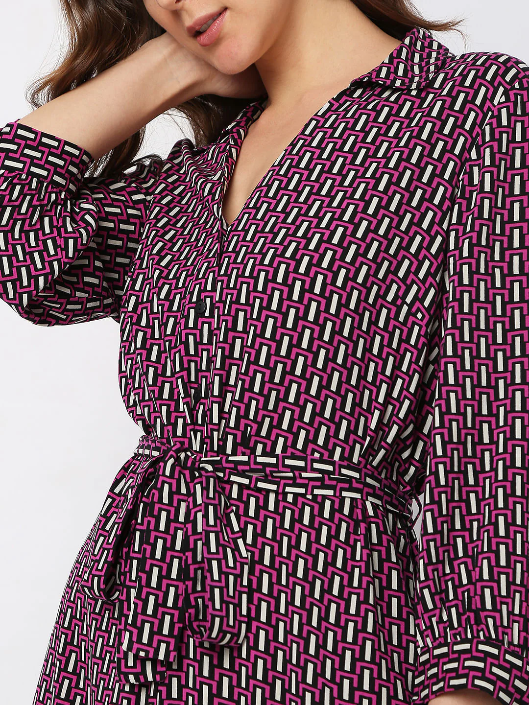 Pink Printed Shirt Dress - Image 5