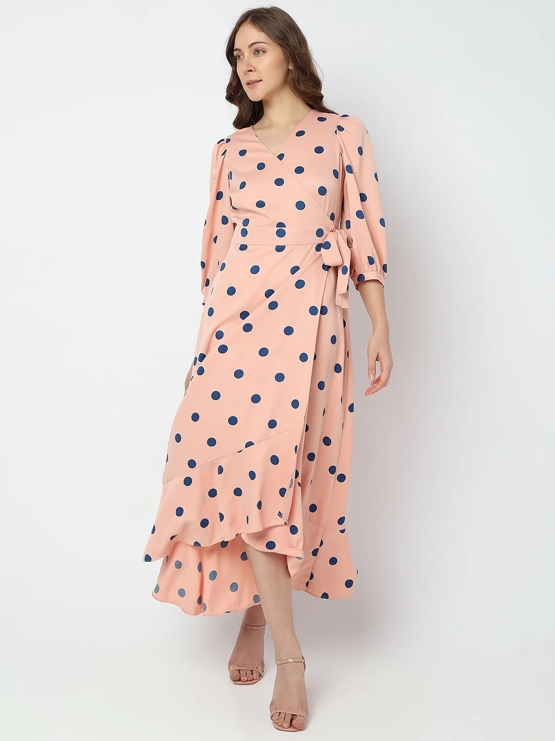 Pink Polka Dot Midi Dress - Image 2