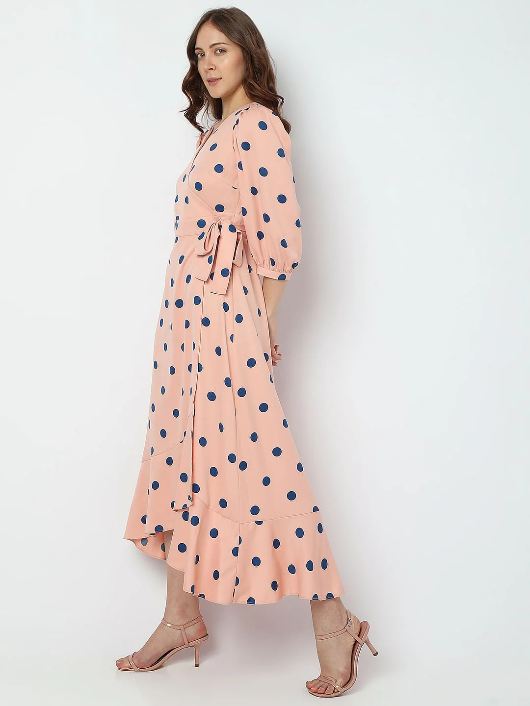 Pink Polka Dot Midi Dress - Image 3