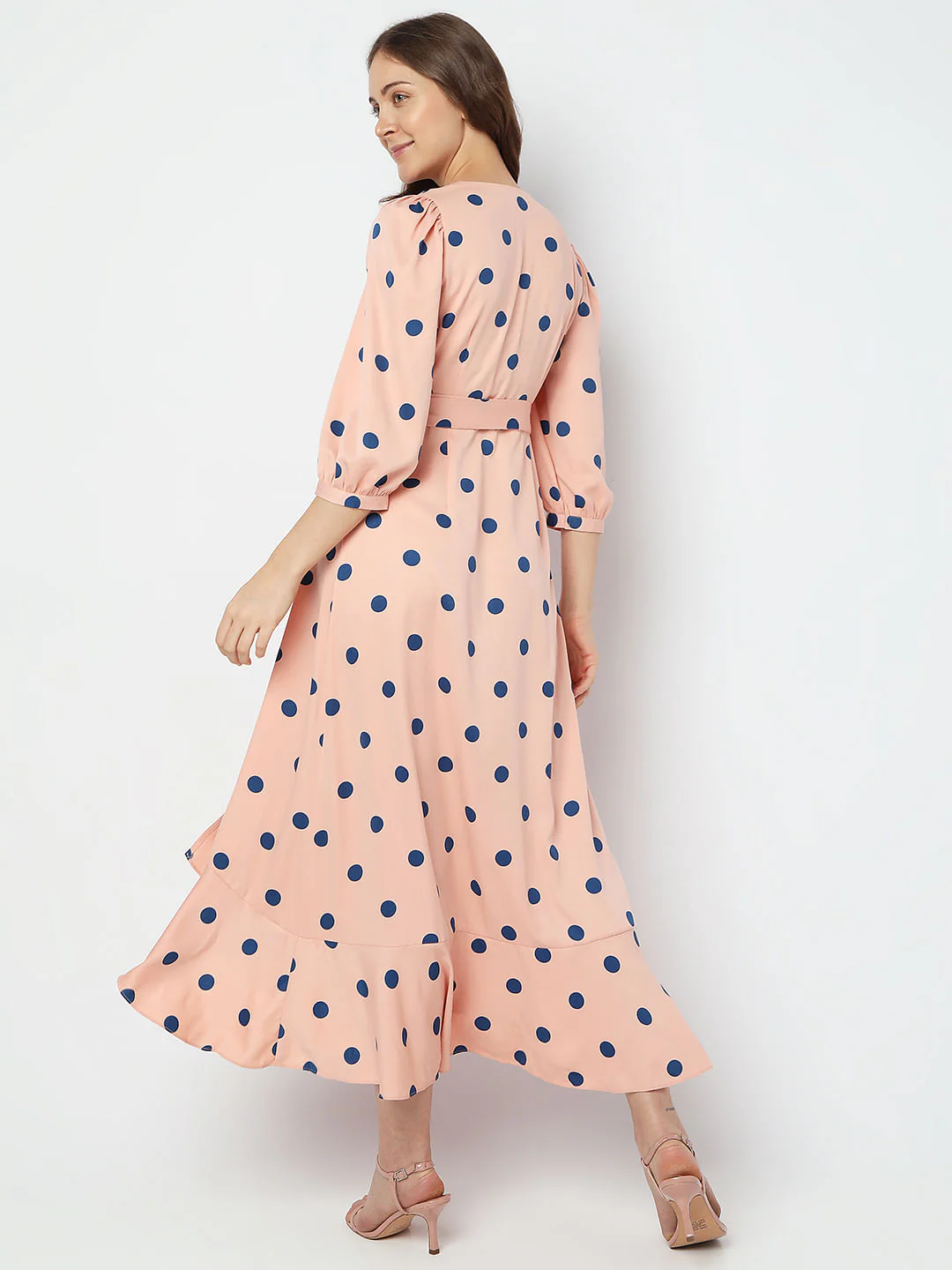 Pink Polka Dot Midi Dress - Image 4