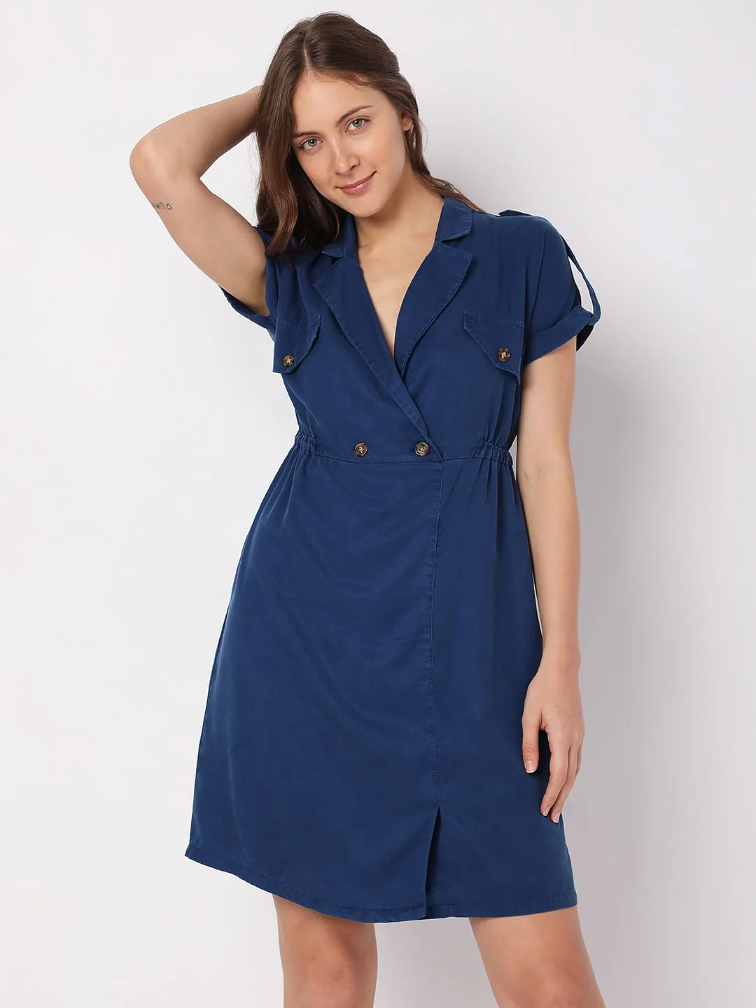 Navy Blue Denim Dress - Image 2