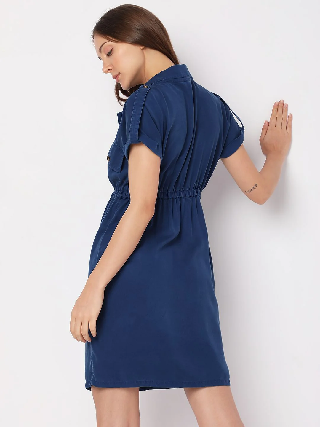 Navy Blue Denim Dress - Image 4