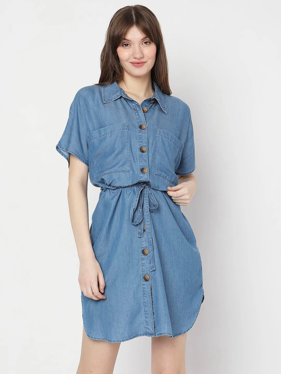 Blue Denim Shirt Dress - Image 2