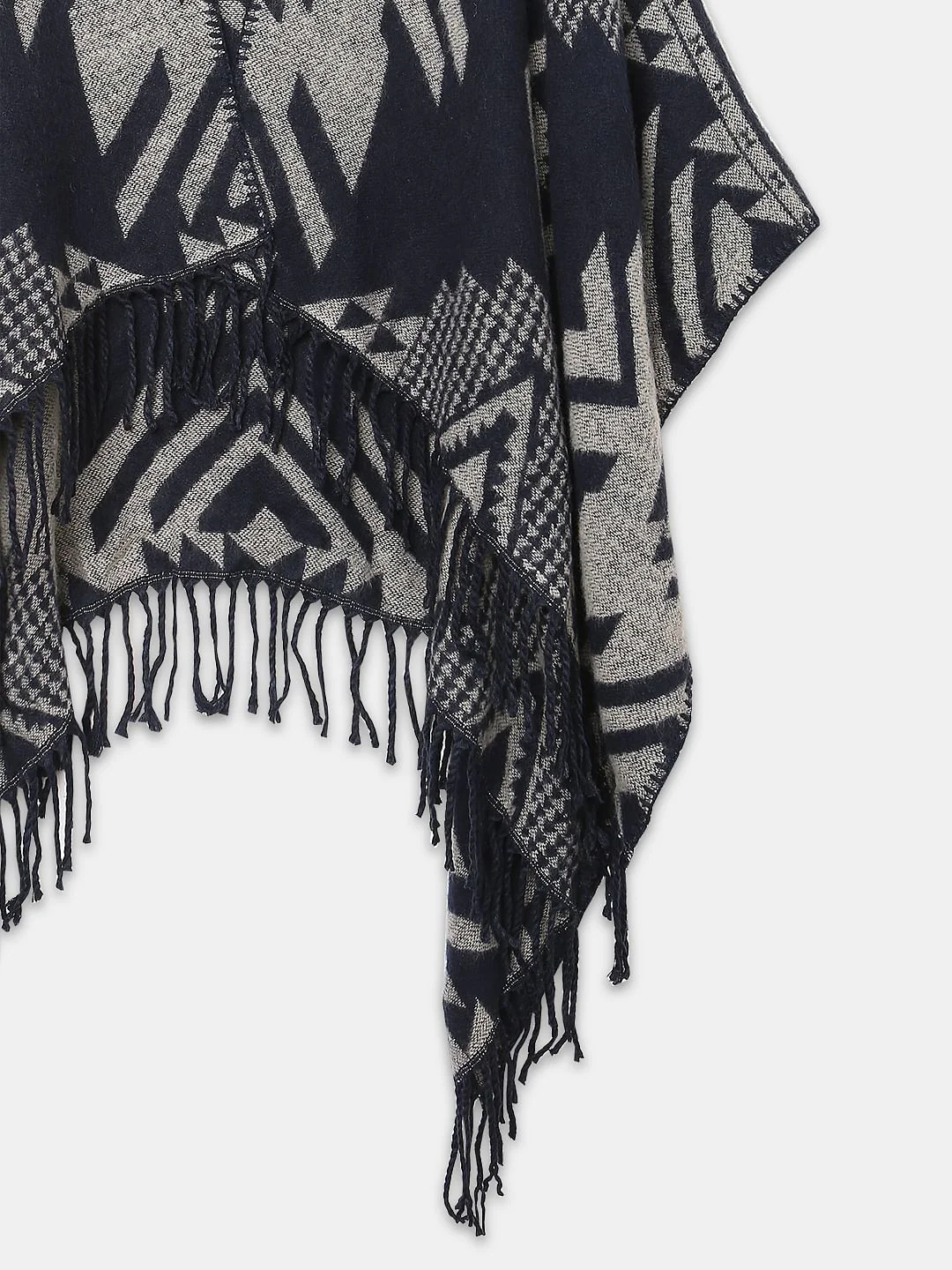 Navy Blue Printed Poncho - Image 3