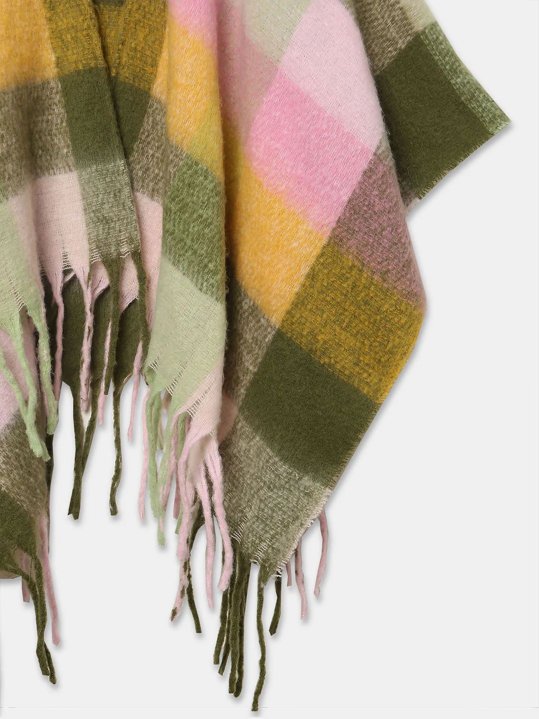 Green Check Print Poncho - Image 3
